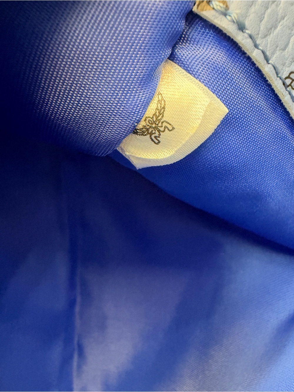 MCM Blue Visetos Envelope Clutch with Black Logo Print - Picture 4 of 6